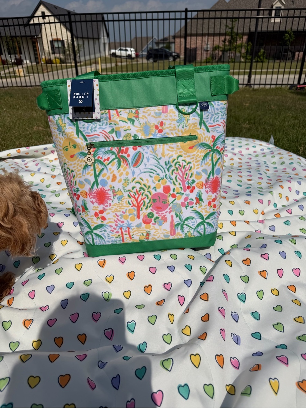 Roller Rabbit cooler backpack for sunny days